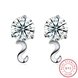 Wholesale Fashion Creative Female Small Stud Earrings 925 Sterling Silver delicate shinny Crystal Earrings Wedding party jewelry wholesale TGSLE069