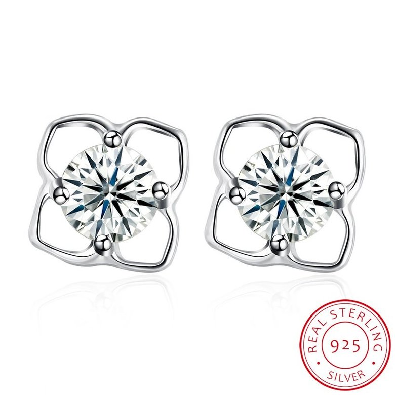 Wholesale New Korean Style Creative flower Earrings 925 Sterling Silver delicate shinny zircon Earrings Wedding jewelry wholesale China TGSLE070