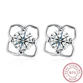 Wholesale New Korean Style Creative flower Earrings 925 Sterling Silver delicate shinny zircon Earrings Wedding jewelry wholesale China TGSLE070