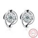 Wholesale Trendy Creative Female Small Stud Earrings 925 Sterling Silver delicate shinny Crystal Earrings Wedding party jewelry wholesale TGSLE073