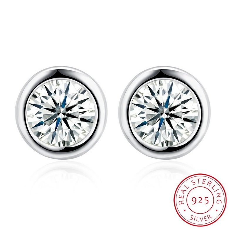 Wholesale Simple Fashion AAA Zircon Crystal Round Small Stud Earrings Wedding 925 Sterling Silver Earring for Women Girls Jewelry Gift TGSLE077