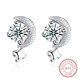 Wholesale Simple Fashion AAA Zircon Crystal crescent Small Stud Earrings Wedding 925 Sterling Silver Earring for Women Girls Jewelry Gift TGSLE078