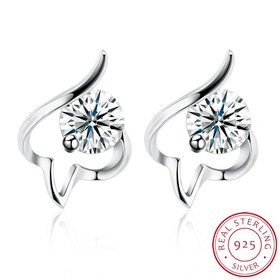 Wholesale Trendy Creative Female Small Stud Earrings 925 Sterling Silver delicate shinny Crystal Earrings Wedding party jewelry wholesale TGSLE079