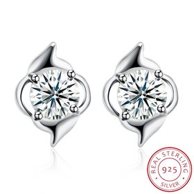 Wholesale Trendy Creative Female Small Stud Earrings 925 Sterling Silver delicate shinny Crystal Earrings Wedding party jewelry wholesale TGSLE081