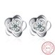 Wholesale New Arrival Jewelry 925 Sterling Silver sakura Flower Zircon Crystal Stud Earrings for Women Girl wholesale jewelry TGSLE082