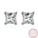 Wholesale Classical  Female square Crystal Zircon Stone Earrings Fashion Silver Color Jewelry Vintage Stud Earrings For Women TGSLE085
