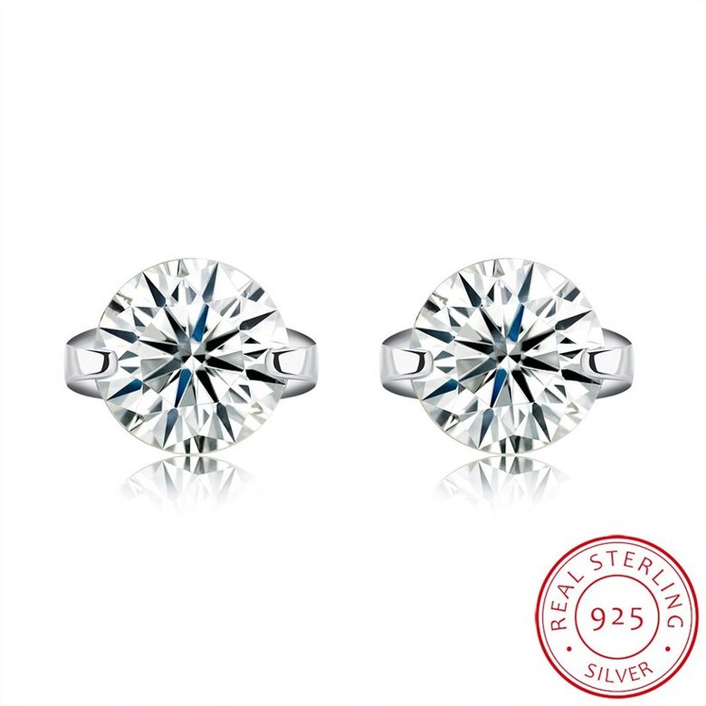 Wholesale Simple Fashion AAA Zircon Crystal Round Small Stud Earrings Wedding 925 Sterling Silver Earring for Women Girls Jewelry Gift TGSLE095