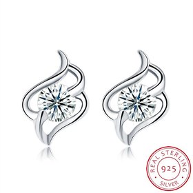 Wholesale Trendy Creative Female Stud Earrings 925 Sterling Silver delicate shinny Crystal Earrings Wedding party jewelry wholesale China TGSLE097