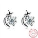 Wholesale Creative moon and stars Stud Earrings 925 Sterling Silver delicate shinny Crystal Earrings Wedding party jewelry  TGSLE107