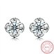 Wholesale Simple Fashion AAA Zircon Crystal Round Small Stud Earrings Wedding 925 Sterling Silver Earring for Women Girls Jewelry Gift TGSLE109