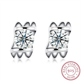 Wholesale Trendy Creative Female Stud Earrings 925 Sterling Silver delicate shinny Crystal Earrings Wedding party jewelry wholesale China TGSLE111