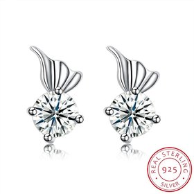 Wholesale Trendy Creative Female Stud Earrings 925 Sterling Silver delicate shinny Crystal Earrings Wedding party jewelry wholesale China TGSLE113