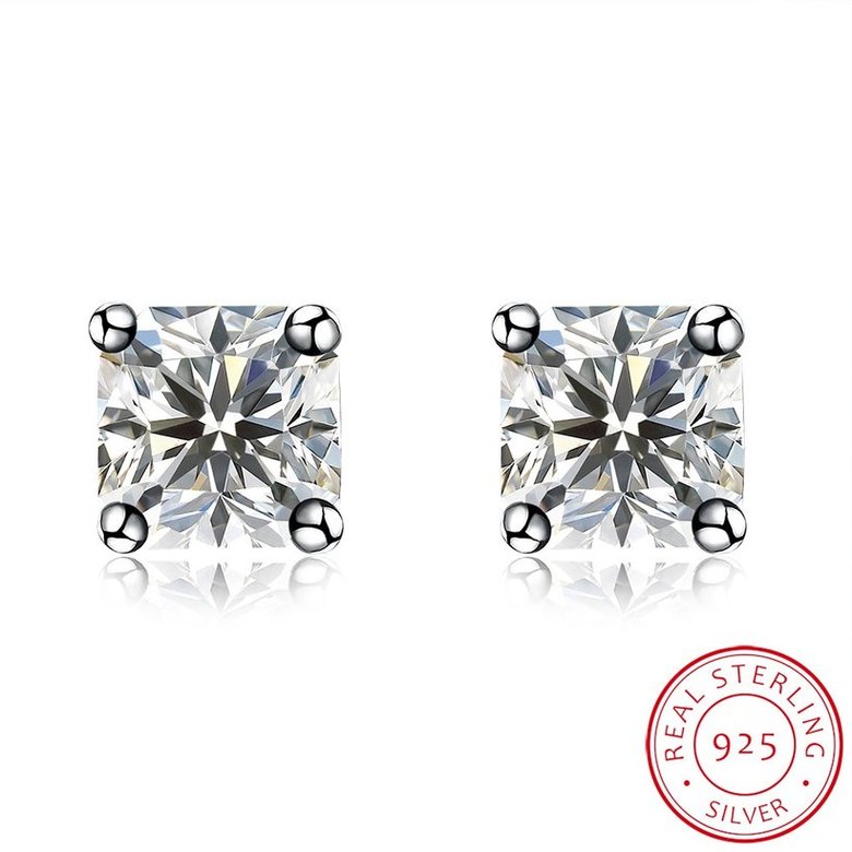 Wholesale Classical  Female square Crystal Zircon Stone Earrings Fashion Silver Color Jewelry Vintage Stud Earrings For Women TGSLE114