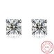 Wholesale Classical  Female square Crystal Zircon Stone Earrings Fashion Silver Color Jewelry Vintage Stud Earrings For Women TGSLE114