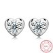 Wholesale Romantic Fashion 925 Sterling Silver CZ Stud Heart Earring for Women Girls wedding Jewelry TGSLE124