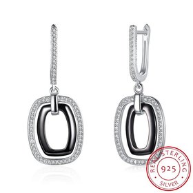 Wholesale Fashion Black square Ceramic Stud Earrings For Women with AAA shinny square Zirconia dangle Earring fine Girl gift TGSLE179