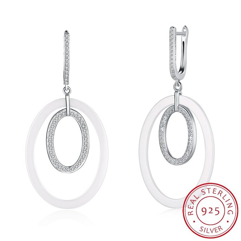 Wholesale Fashion white circle Ceramic Stud Earrings For Women with AAA shinny circle Zirconia dangle Earring fine Girl gift TGSLE185