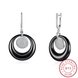 Wholesale Trendy Black circle Ceramic Earrings For Women with AAA shinny circle Zirconia dangle Earring fine Girl gift TGSLE191