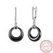 Wholesale Fashion Black circle Ceramic Stud Earrings For Women 925 Sterling Silver zircon dangle Earring fine Girl gift TGSLE199