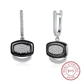 Wholesale Trendy jewelry China black square Ceramic Stud Earrings For Women with AAA shinny Zirconia dangle Earring fine Girl gift TGSLE214