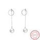 Wholesale Trendy Elegant Pearl and circle Stud Earrings for Women Real 925 Sterling Silver Earrings Fine Jewelry wholesale China TGSLE229