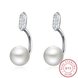Wholesale Fashion Elegant Zircon Pearl Stud Earrings for Women sweet Real 925 Sterling Silver Earrings Fine Jewelry TGSLE235