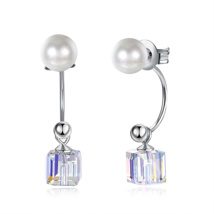 Wholesale Dominated new fashion pearl temperament Women Drop earrings Long tassel fine square crystal Water Drop design earrings Jewelry  TGSLE017
