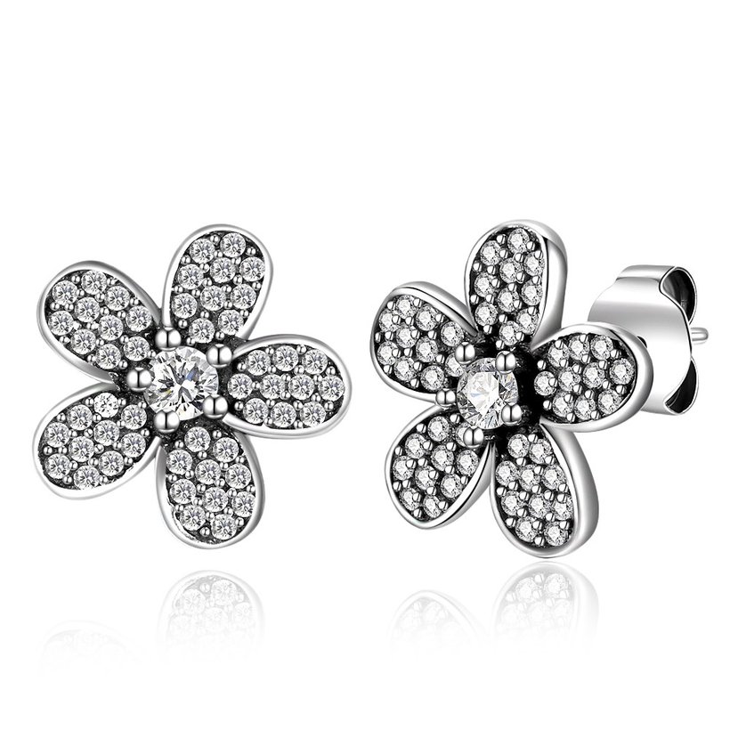 Wholesale Vintage Simple 925 Sterling Silver Crystal Flower Earrings Fashion Elegant crystal Earrings Jewelry  For Lady TGSLE041