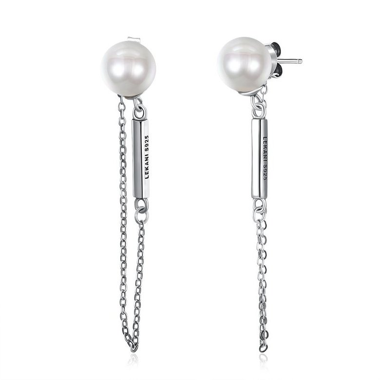 Wholesale Elegant Round Imitation Pearl Dangle Earrings Dazzling tassel chain Women Wedding Graceful Accessories Fashion Earrings TGSLE047