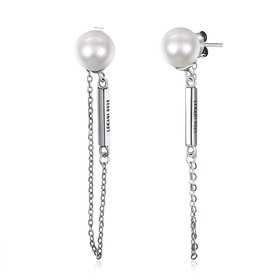 Wholesale Elegant Round Imitation Pearl Dangle Earrings Dazzling tassel chain Women Wedding Graceful Accessories Fashion Earrings TGSLE047