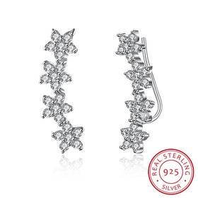 Wholesale Fashion AAA Cubic Zircon Flower Shape 925 Sterling Silver Stud Earrings for Women Popular Wedding Birthday Jewelry Gift TGSLE156
