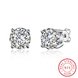 Wholesale Simple Fashion AAA Zircon Crystal Round Small Stud Earrings Wedding 925 Sterling Silver Earring for Women Girls Jewelry Gift TGSLE162