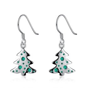 Wholesale Cute Christmas Tree dangle Earrings Silver earring fine Gift For Women Trendy Designer Earings  TGSPDE356