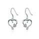 Wholesale Romantic Silver Heart White CZ Dangle Earring for delicate high quality wedding fine jewelry gift TGSPDE035