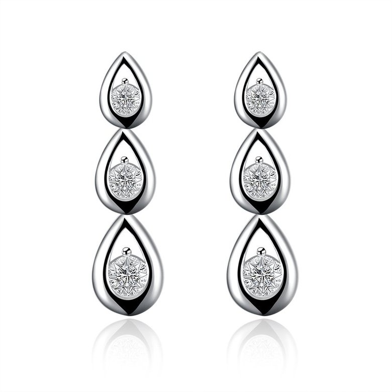 Wholesale New Arrival Silver Water Drop White  Cubic Zirconia CZ Dangle Earring Wedding Drop Earrings Bridal or Bridesmaid Jewelry TGSPDE075