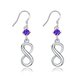 Wholesale Big purple Crystal earrings silver plated long Dangle earrings for women wedding jewelry fine gift for girlfriend TGSPDE090