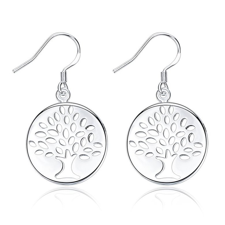 Wholesale Trendy Silver Plant Dangle Earring Tassel Vintage Tree of Life Long Dangle Earrings For Women Engagement Wedding party Jewelry TGSPDE123