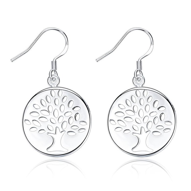 Wholesale Trendy Silver Plant Dangle Earring Tassel Vintage Tree of Life Long Dangle Earrings For Women Engagement Wedding party Jewelry TGSPDE123