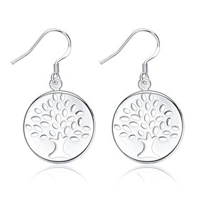 Wholesale Trendy Silver Plant Dangle Earring Tassel Vintage Tree of Life Long Dangle Earrings For Women Engagement Wedding party Jewelry TGSPDE123