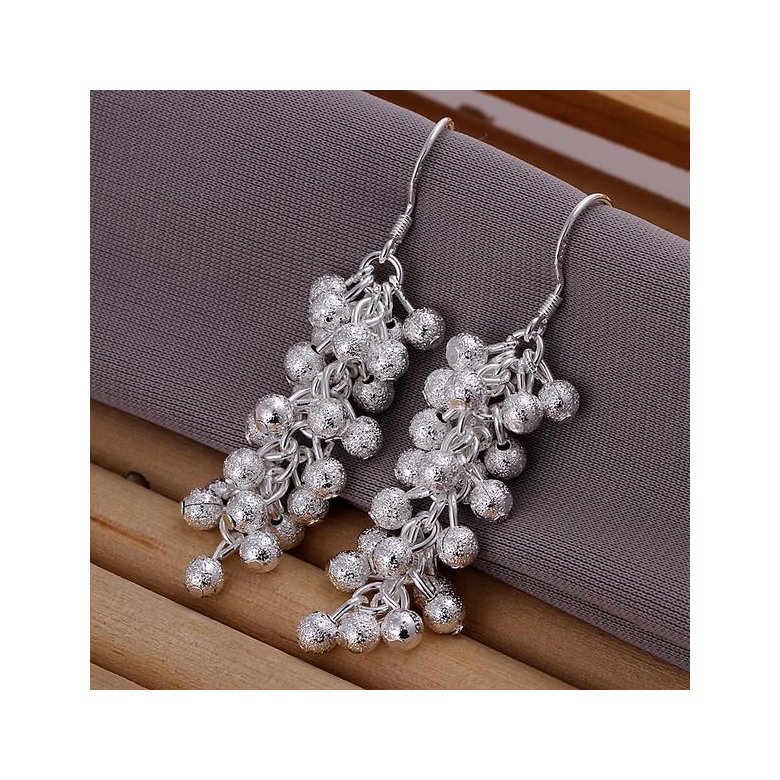 Wholesale silver plated Dangle earrings for women wedding jewelry Long cluster little ball earring TGSPDE156