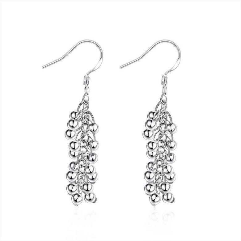Wholesale silver plated Grape cluster shape Dangle earrings for women wedding jewelry Long cluster little ball earring TGSPDE158