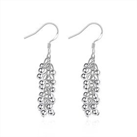 Wholesale silver plated Grape cluster shape Dangle earrings for women wedding jewelry Long cluster little ball earring TGSPDE158