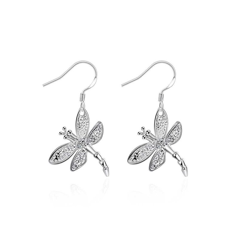 Wholesale Trendy Silver plated Animal Dangle Earring  cute dragonfly earring for women fashion jewelry fine gift TGSPDE160