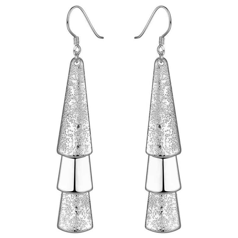 Wholesale Romantic Silver plated Dangle Earring Korean Vintage Long Stick Tassel Dangle Earrings For Women Engagement Wedding Jewelry Gift TGSPDE166