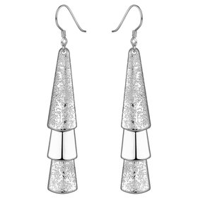 Wholesale Romantic Silver plated Dangle Earring Korean Vintage Long Stick Tassel Dangle Earrings For Women Engagement Wedding Jewelry Gift TGSPDE166
