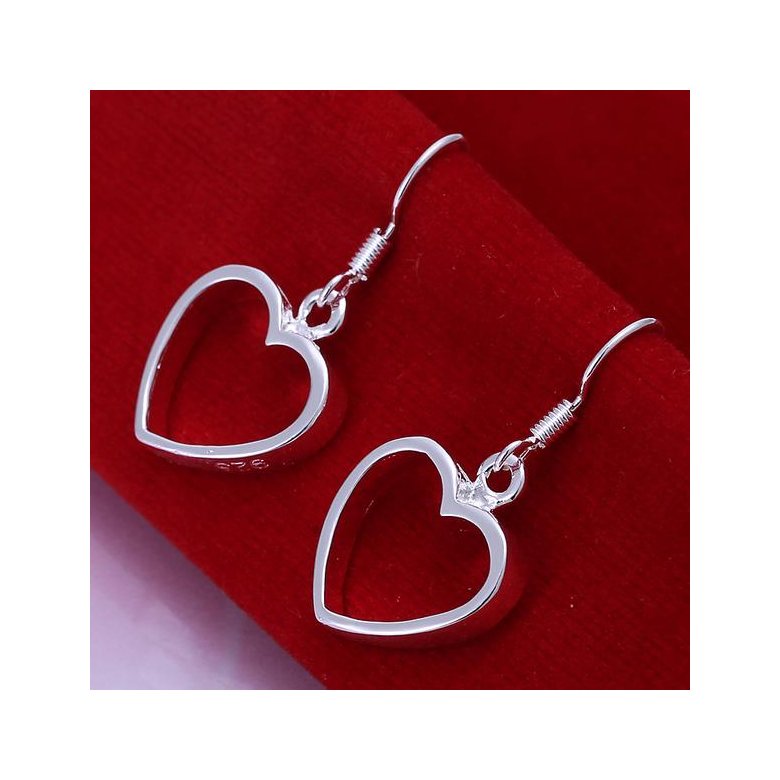 Wholesale Simple Design Silver Color Hollow Heart Drop Earrings For Women New Brand Fashion Ear Cuff Piercing Dangle Earring Gift TGSPDE192
