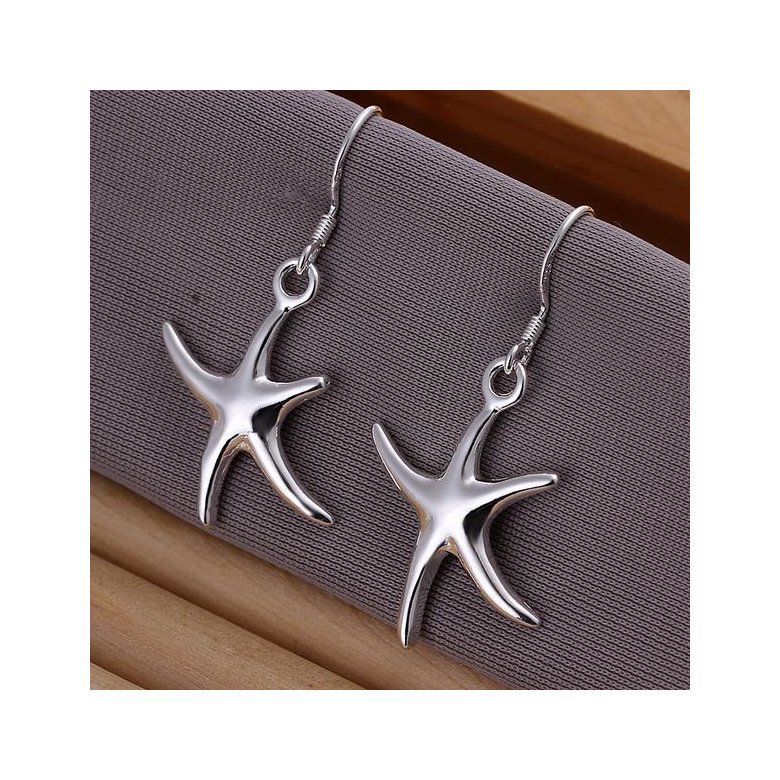 Wholesale Fashion jewelry from China Silver Sweet Smooth Surface Starfish Earrings For Women Wedding Jewelry Gift TGSPDE196