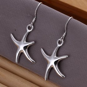 Wholesale Fashion jewelry from China Silver Sweet Smooth Surface Starfish Earrings For Women Wedding Jewelry Gift TGSPDE196