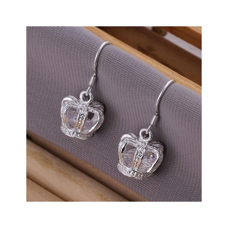 Wholesale Hot selling jewelry Silver plated Earrings Women Crown Crystal Drop Earring For Women Engagement Jewelry TGSPDE210