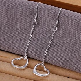 Wholesale Classic Silver plated Heart Dangle Earring for women simple design tassel heart earring jewelry TGSPDE212